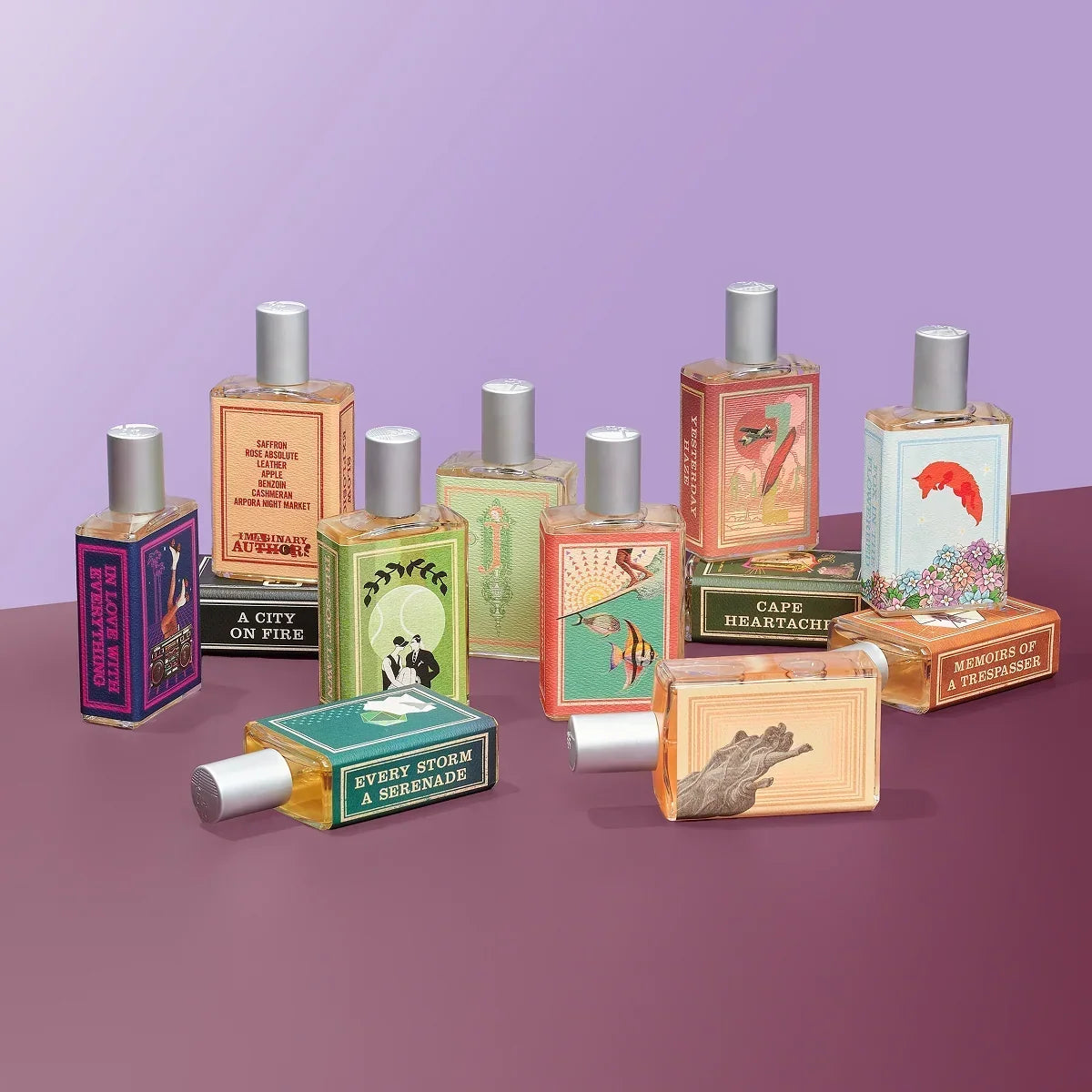 Parfum testers heren met niche geuren van Imaginary Authors, zoals A City on Fire en Cape Heartache