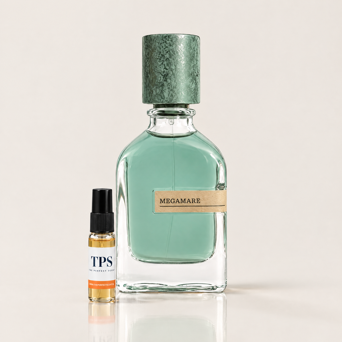 Orto Parisi Megamare bottle next to a sample from The Perfect Scent